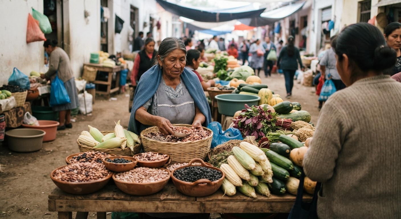 Ce tianguis ipan Mexico ica elotl, etl, ayotochtli, huan amaranth