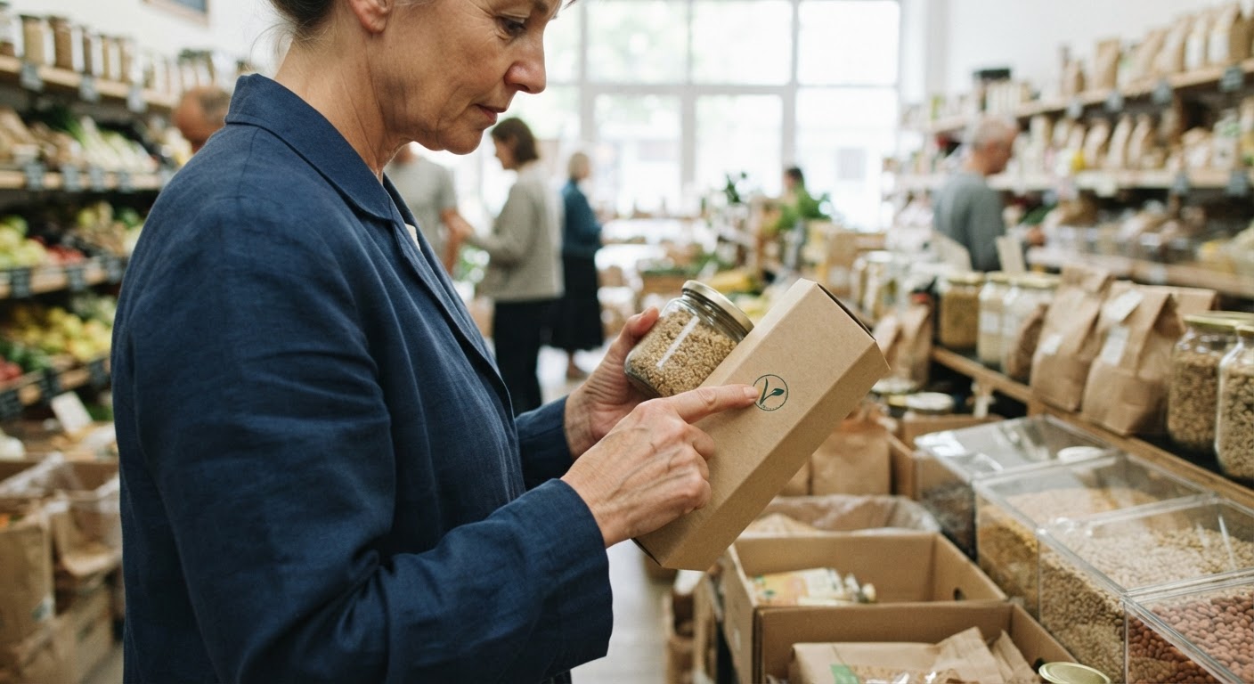 Sellos de certificación vegana reconocidos en el empaque de alimentos.