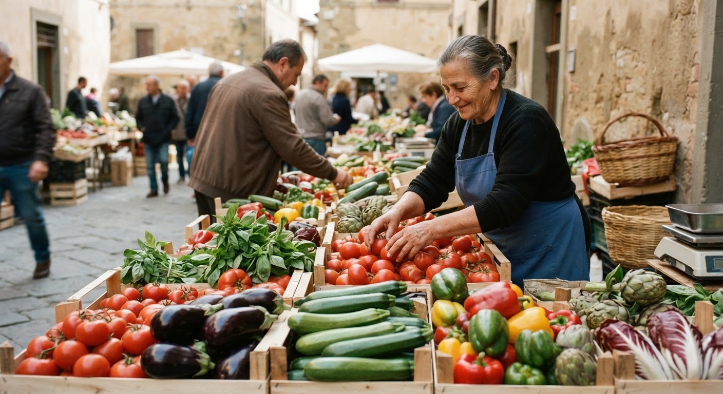 La varietà di verdure colorate disponibili nei mercati italiani è un tesoro per una dieta vegana.