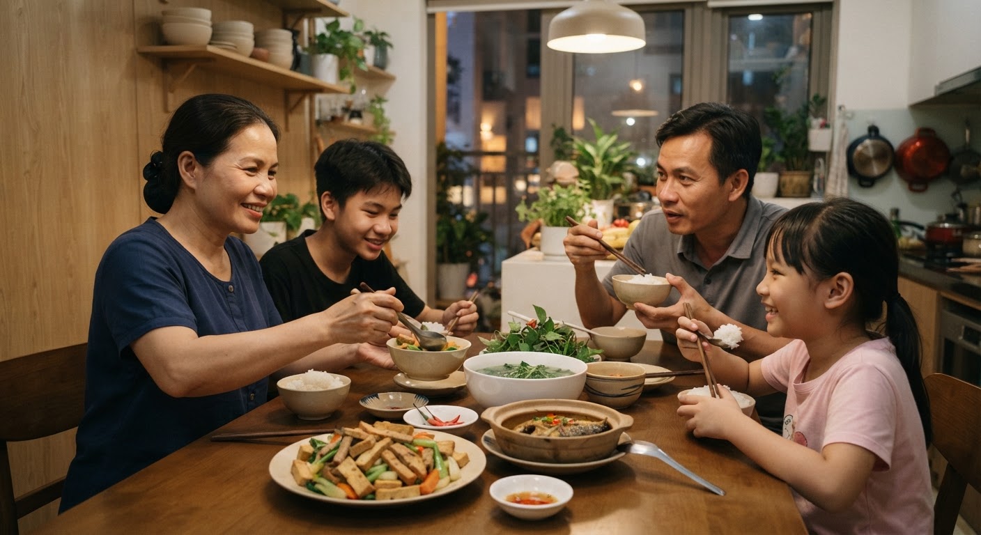 Bữa cơm gia đình Việt – nơi các lựa chọn protein thay thế có thể dần xuất hiện.
