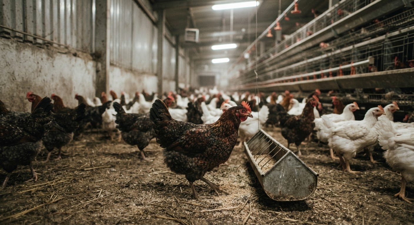 Представник традиційної української породи курей, що демонструє природну витривалість.