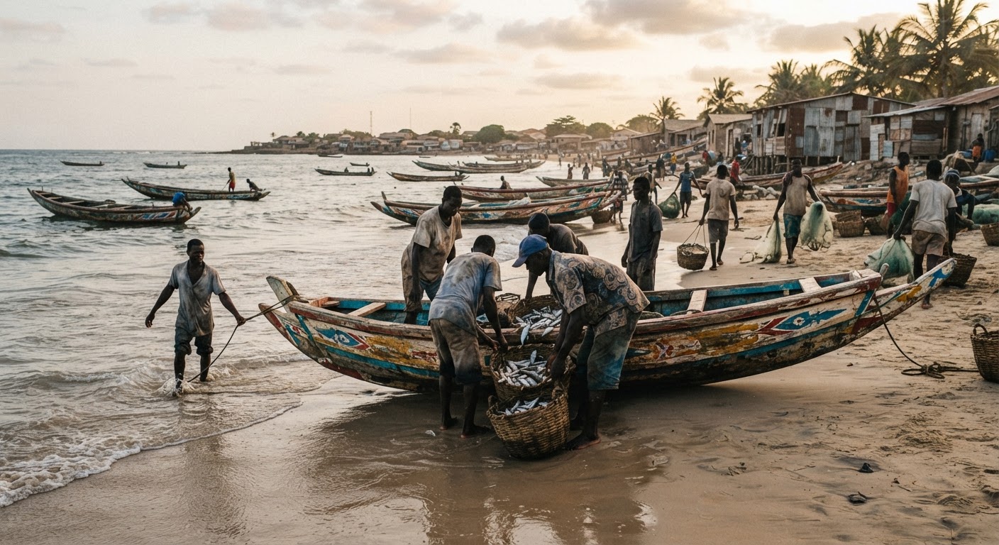 Àwọn ọkọ̀ ojú omi tí wọ́n fi ń fi ọwọ́ mú ẹja ní Ìwọ̀ Oòrùn Áfríkà, tí wọ́n máa ń mú ẹja tí wọ́n fi ń ṣe oúnjẹ fún àwọn ilé-iṣẹ́ ẹja.