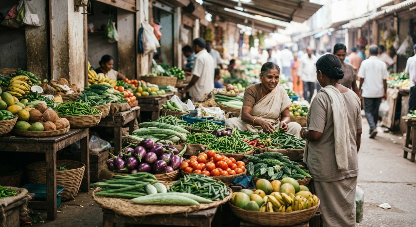 உள்ளூர் சந்தைகளில் கிடைக்கும் புதிய காய்கறிகள் மற்றும் பழங்கள், தாவர உணவு முறைக்கு சிறந்த ஆதாரங்கள்.
