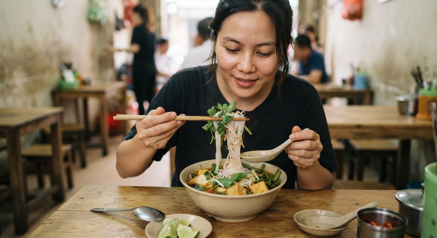 Các món bún chay với nhiều rau và đậu phụ là nguồn sắt tốt.