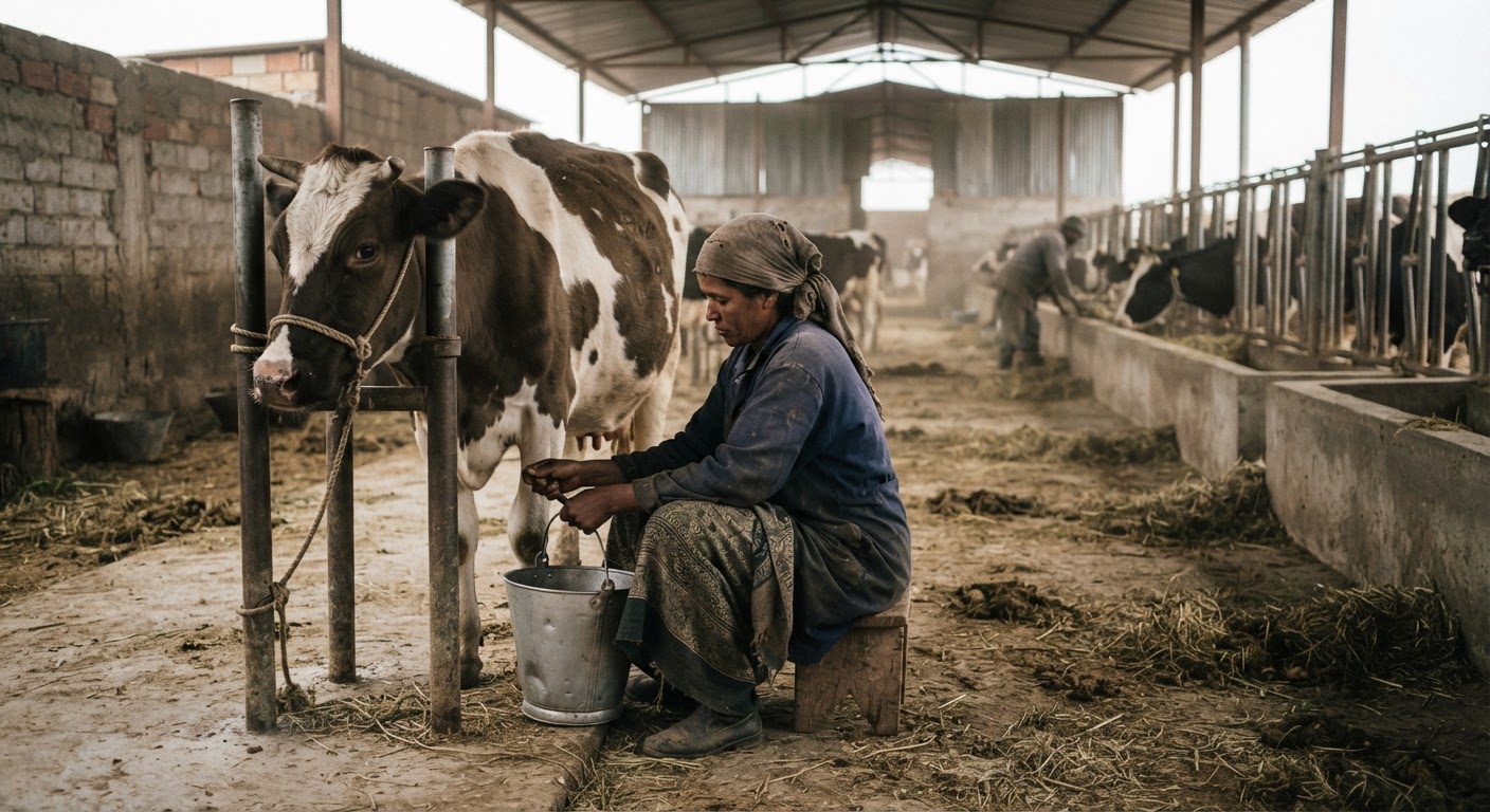 Wata mata tana shanye wa wata saniya a wani wuri mai bushewa