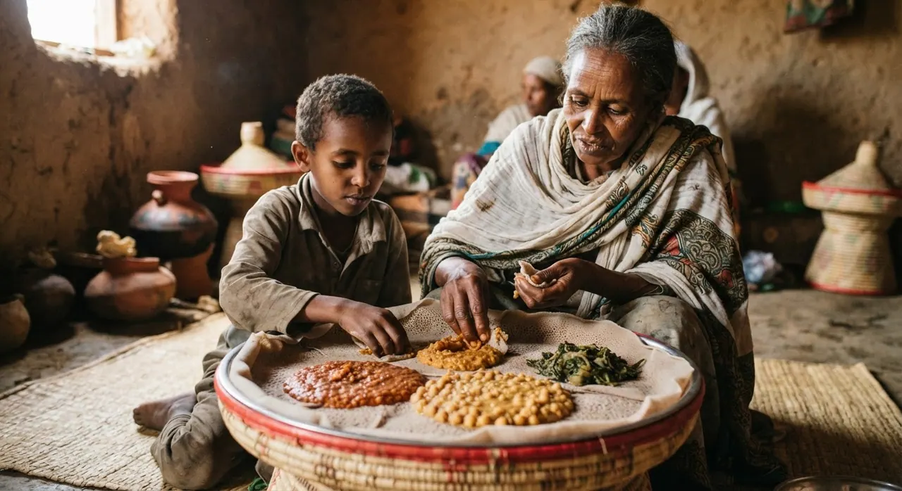የኢትዮጵያ የጾም ምግቦች፡ ምስር እና ሽሮ ከእንጀራ ጋር