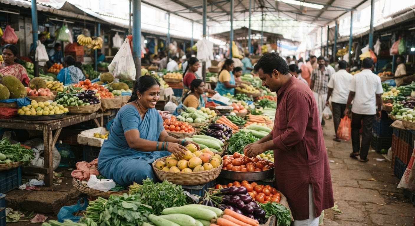 சென்னையில் காய்கறிகள் மற்றும் பழங்கள் நிறைந்த சந்தை