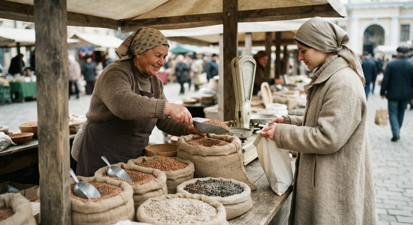 Традиційний український ринковий яток з гречкою та насінням соняшнику
