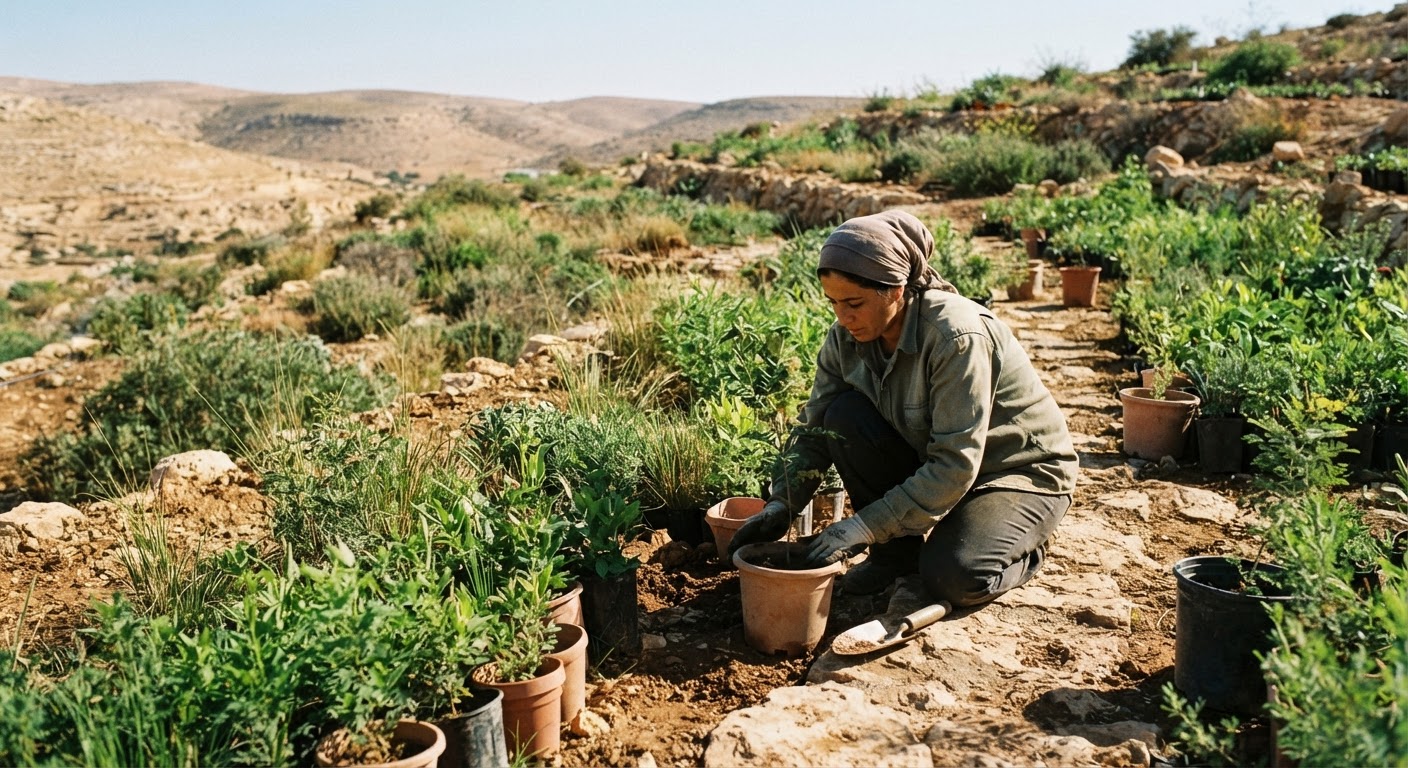 نباتات محلية تزدهر في أرض مستعادة، مما يدعم التنوع البيولوجي.