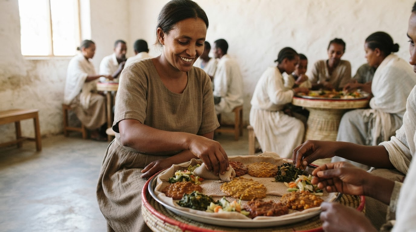 የኢትዮጵያ የኢንጀራ እና የሽሮ ምግብ ከጤናማ የጥራጥሬ ምግቦች ጋር