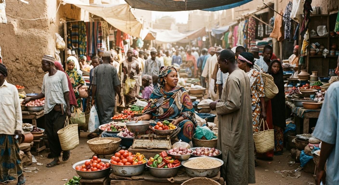 Kasuwannin gargajiya a Najeriya, kamar wannan a Kano, suna da tasiri ga tattalin arzikin gida da kuma samar da abinci.