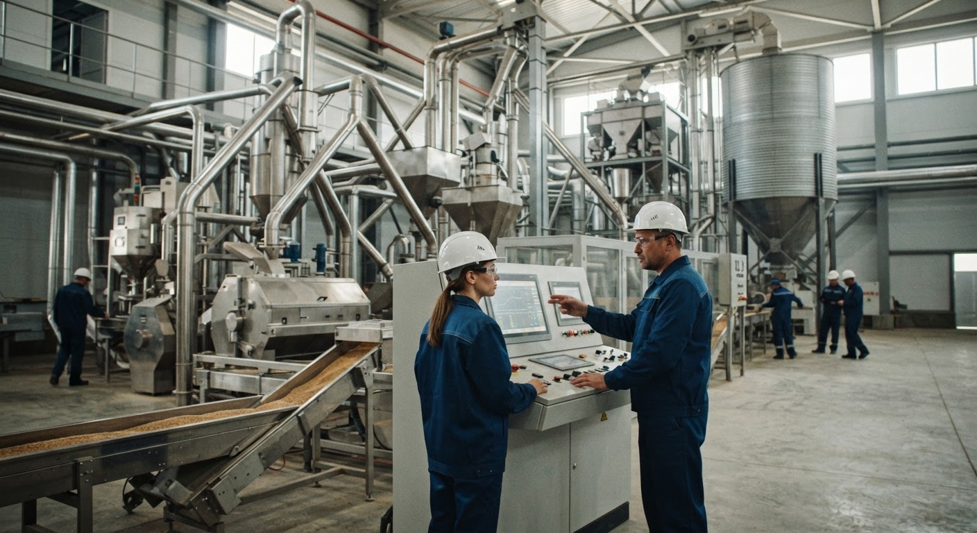 Орталық Азиядағы заманауи астық өңдеу кешені.