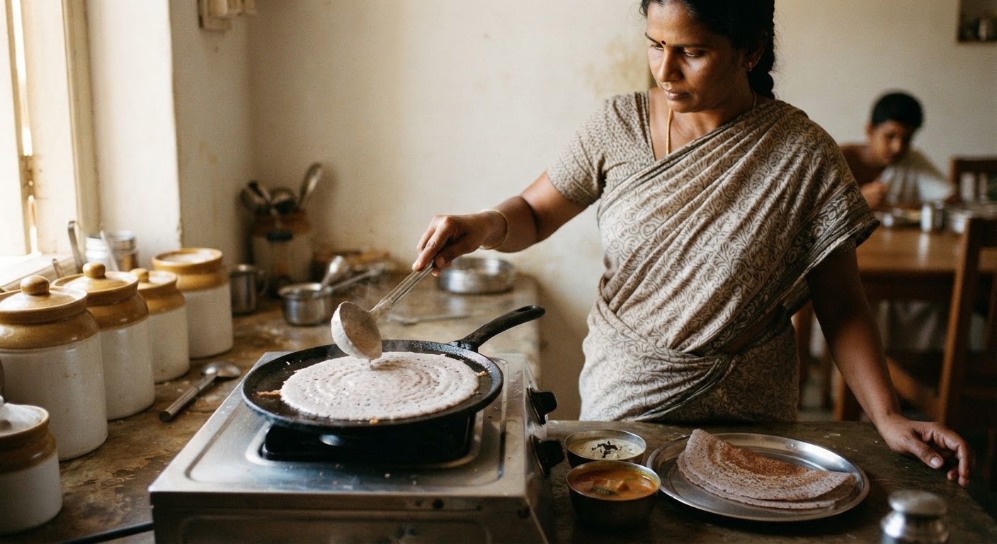 ராகி தோசை, ஆரோக்கியமான காலை உணவுக்கு ஒரு சிறந்த தேர்வு.