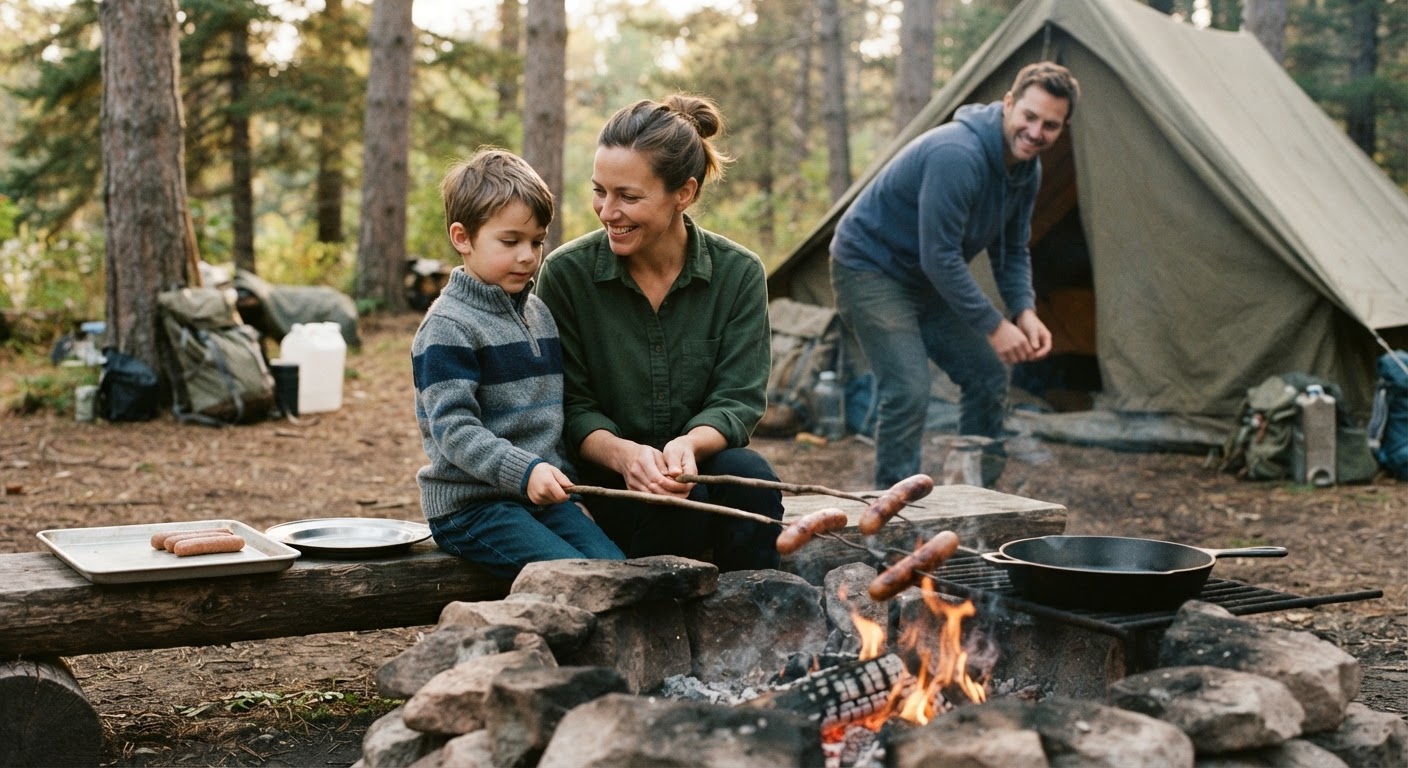 Plant-based sausages offer a familiar and satisfying protein source for vegan campers.