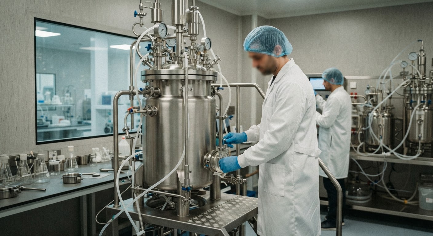 Un biorreactor es esencial para el cultivo a gran escala de células animales.