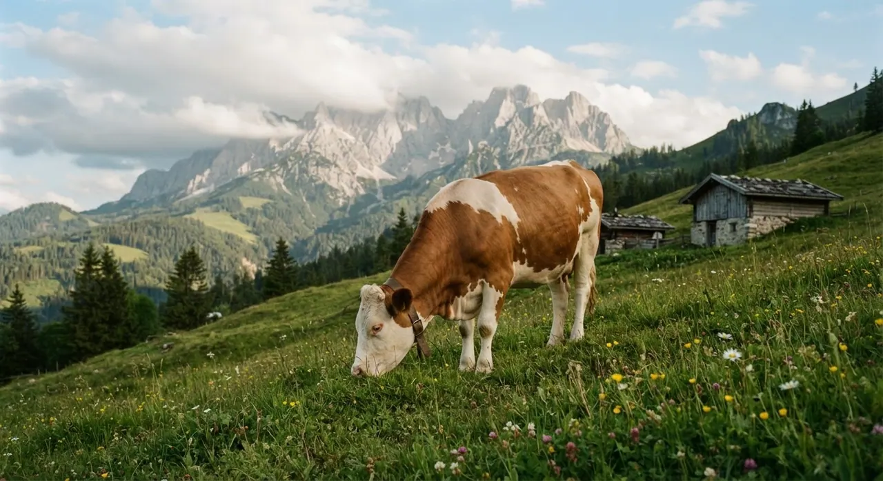 Traditionelle Milchviehhaltung in den Alpen: Ein Sektor im Wandel angesichts neuer Technologien wie der Präzisionsfermentation.