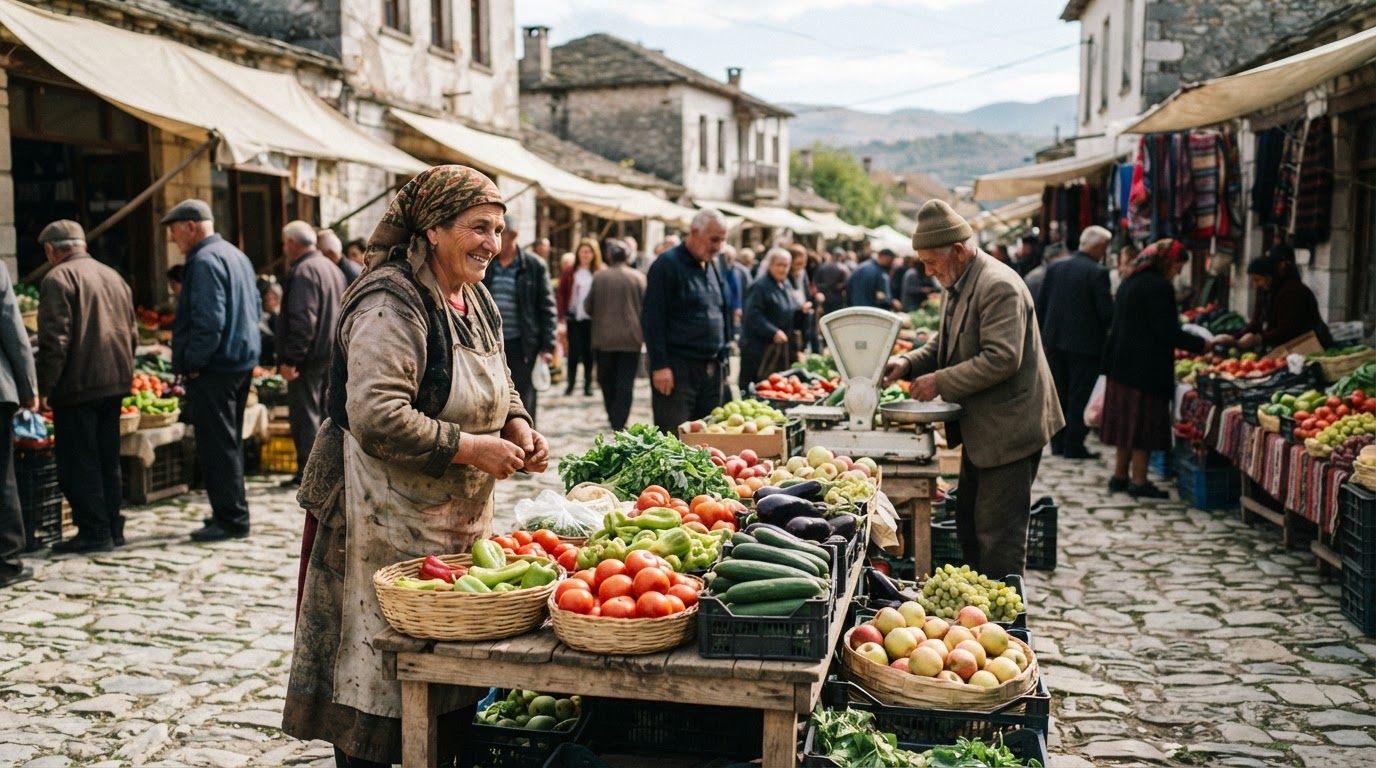 Treg tradicional shqiptar me produkte të freskëta