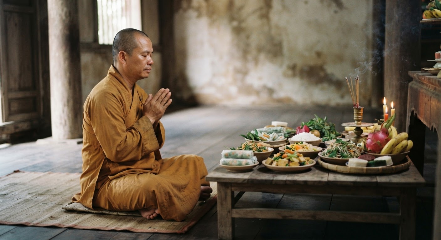 Các vật phẩm chay trong nghi lễ tâm linh thường nhấn mạnh sự thanh tịnh và hòa hợp với thiên nhiên.