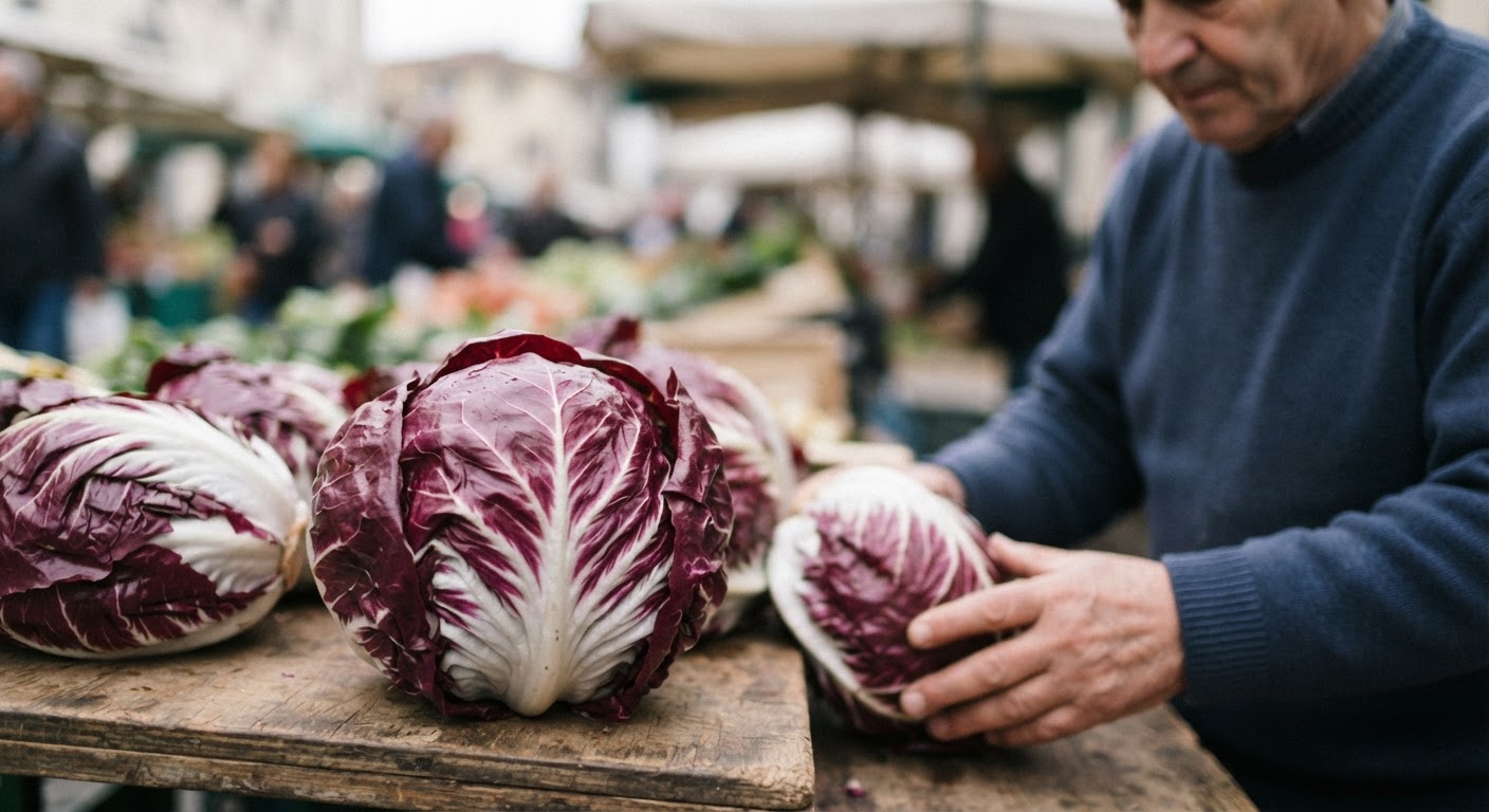 Radicchio, eine beliebte bitter schmeckende Gemüsesorte, die in Europa angebaut wird.