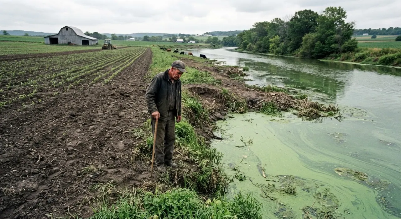 Algal blooms, often caused by agricultural runoff containing excess nutrients, can devastate aquatic ecosystems and impact water quality.