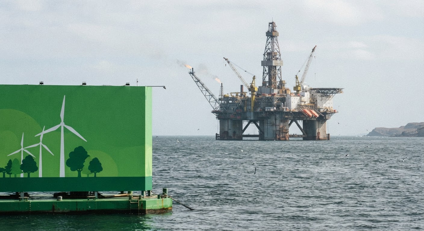 A publicidade de "marketing verde" pode mascarar investimentos em indústrias prejudiciais, como a exploração de petróleo.