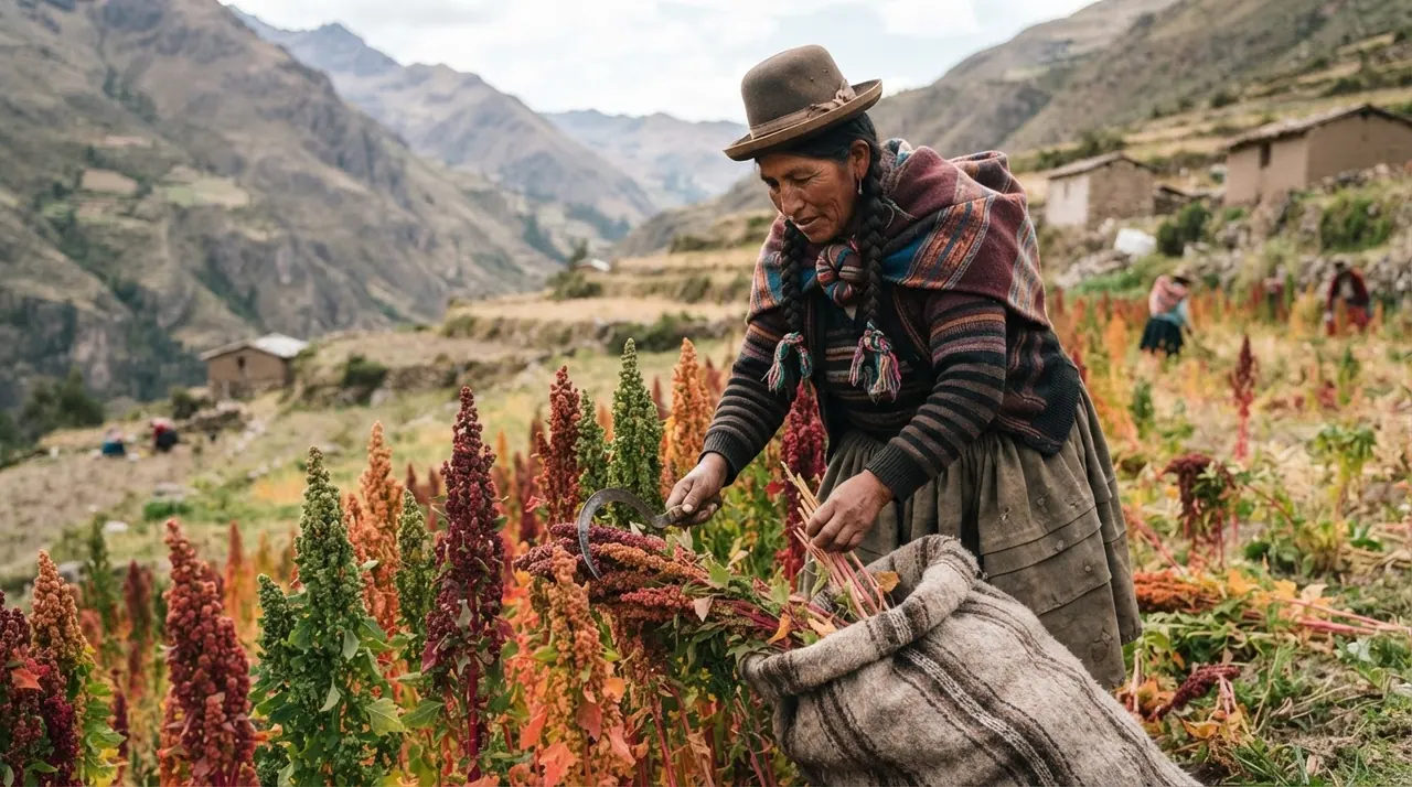 Andean warmikuna quinoa tarpusqanku