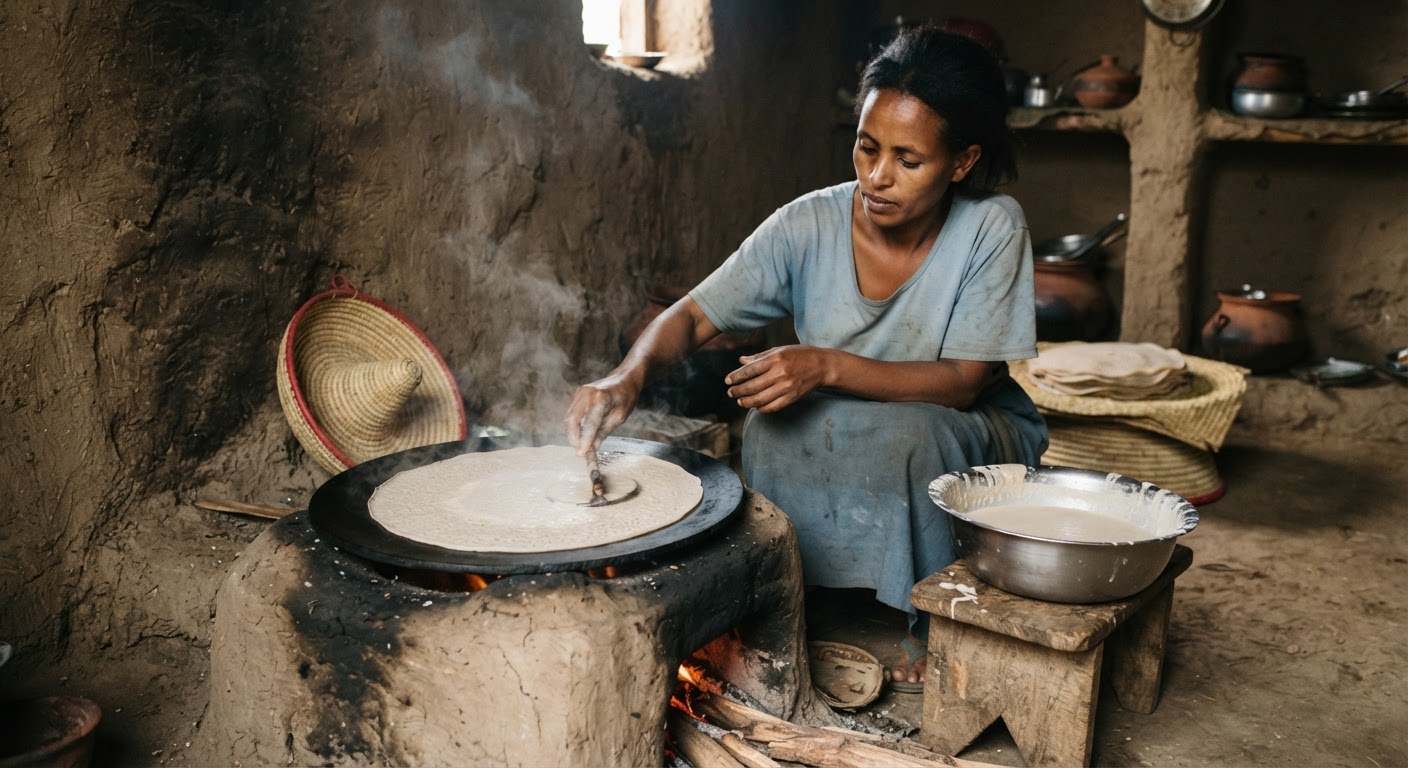 የኢትዮጵያ ባህላዊ ምግብ የሆነው እንጀራ፣ አብዛኛውን ጊዜ የሚዘጋጀው ከጤፍ ሲሆን ይህም አነስተኛ ገበሬዎች ከሚያመርቧቸው ዋና ዋና ሰብሎች አንዱ ነው።