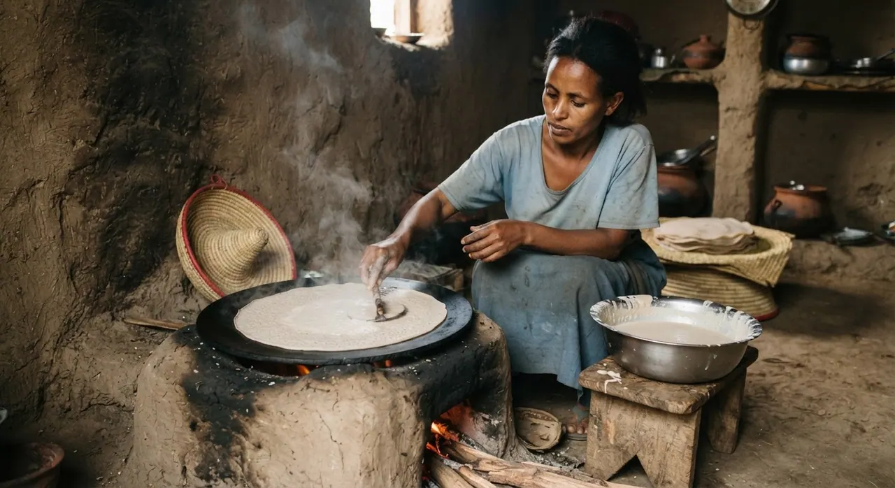 የኢትዮጵያ ባህላዊ ምግብ የሆነው እንጀራ፣ አብዛኛውን ጊዜ የሚዘጋጀው ከጤፍ ሲሆን ይህም አነስተኛ ገበሬዎች ከሚያመርቧቸው ዋና ዋና ሰብሎች አንዱ ነው።