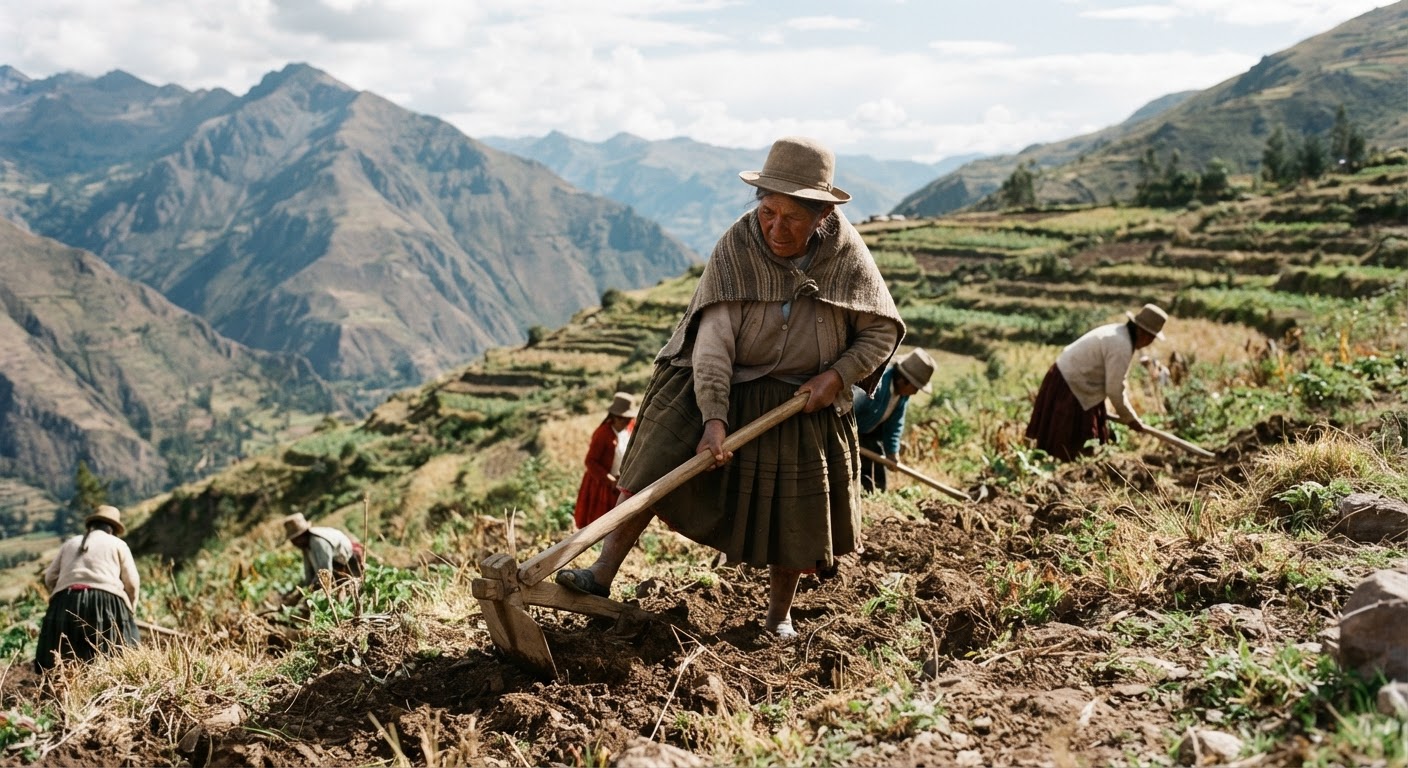 Andes urqukunapi tarpuyta allin kachkayninpi llamk'achiy, mana achkha kachkariy kaqta llamk'achispa.