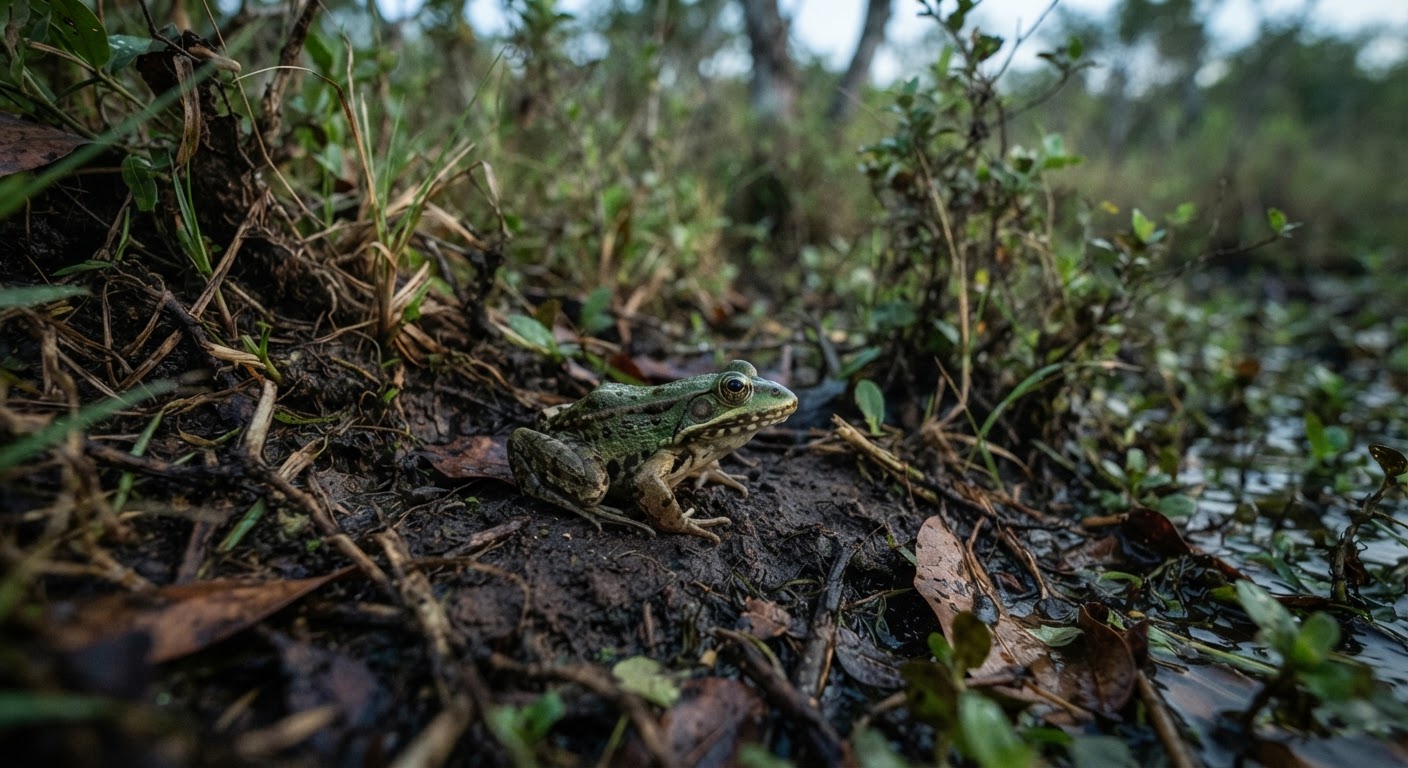 Anfíbios do Cerrado, como esta rã, enfrentam ameaças únicas devido às características deste bioma e à pressão humana.