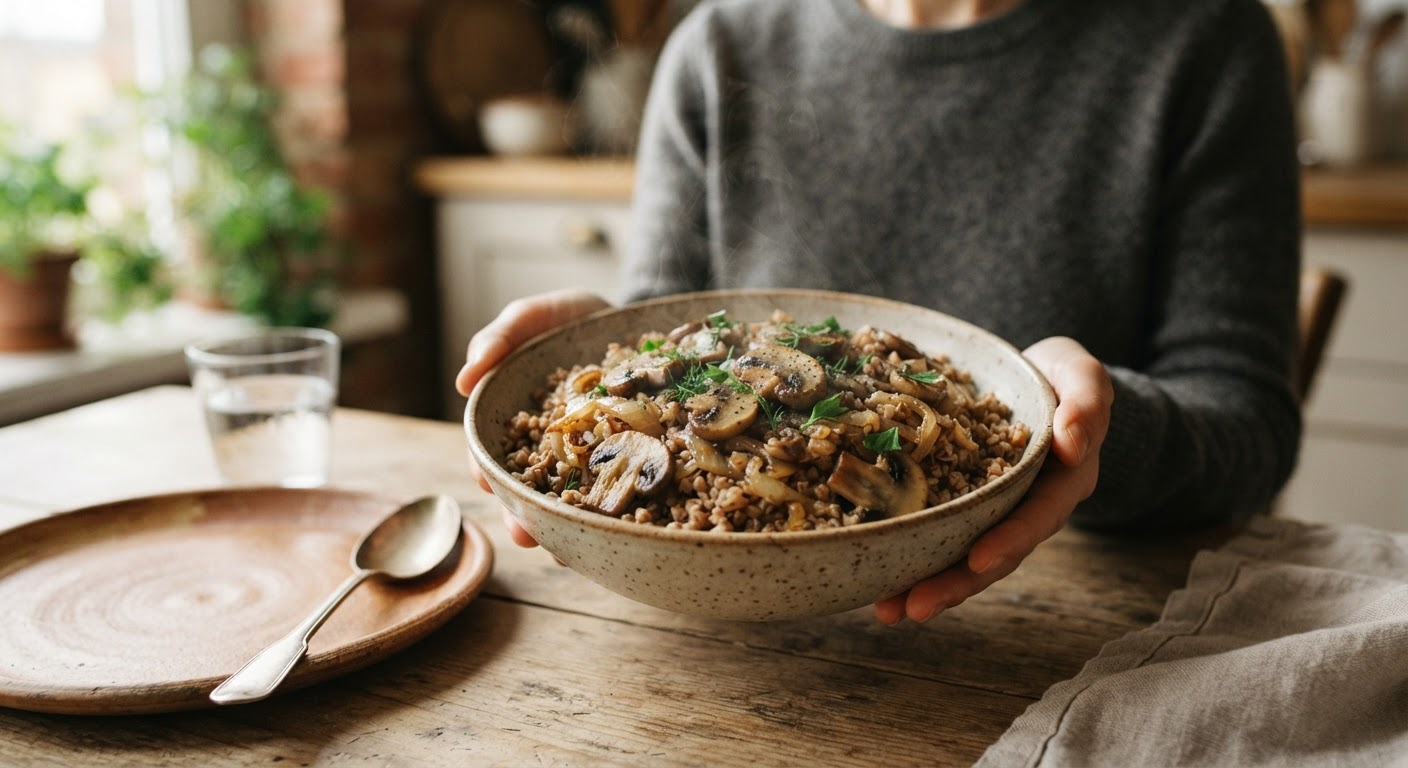Гречневая каша с грибами и луком — сытное и полезное блюдо, ставшее основой рациона.