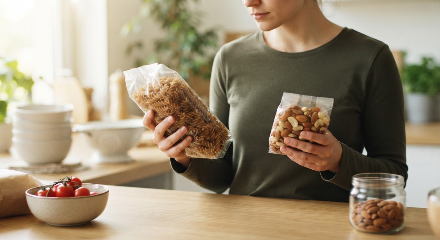 Beispiel für die Anwendung des Nutri-Scores auf einer Lebensmittelverpackung zur schnellen Einschätzung der Nährwertqualität.