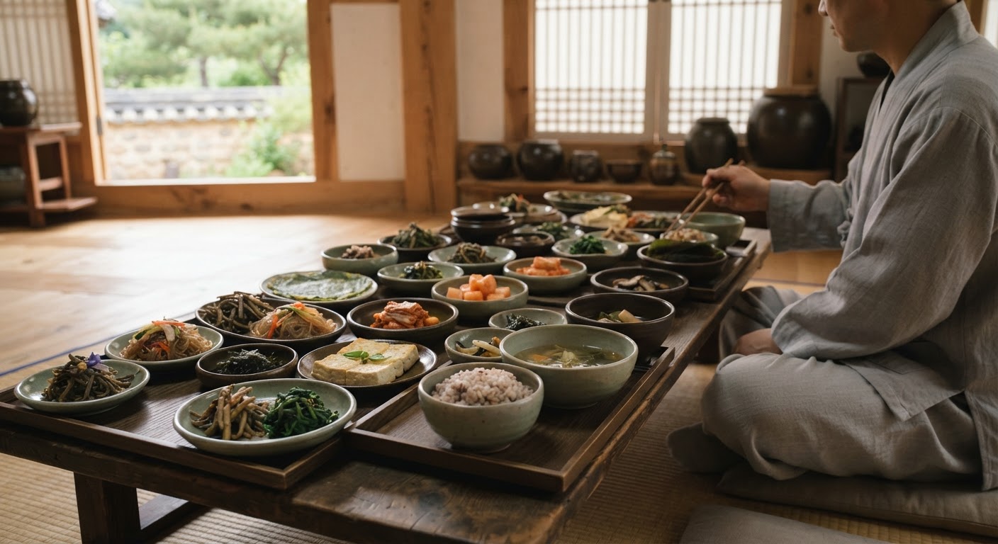 한국 전통 사찰 음식 차림상