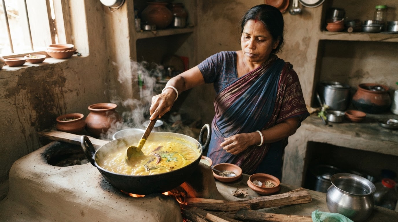 একটি ঐতিহ্যবাহী বাঙালি ডাল রান্নার পাত্র