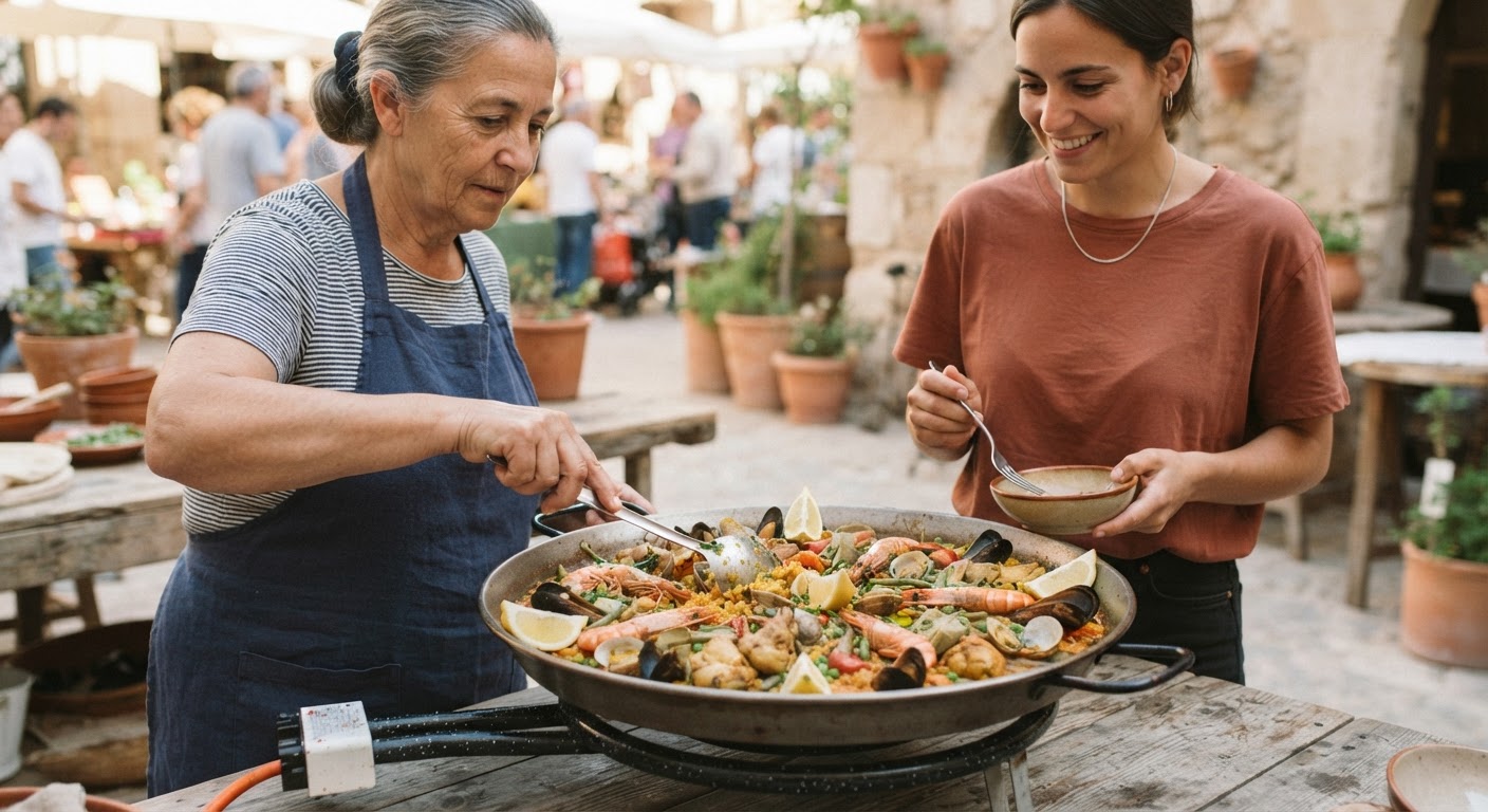 Platos como la paella, que combinan proteínas animales y vegetales, son un ejemplo de cocina rica y diversa.