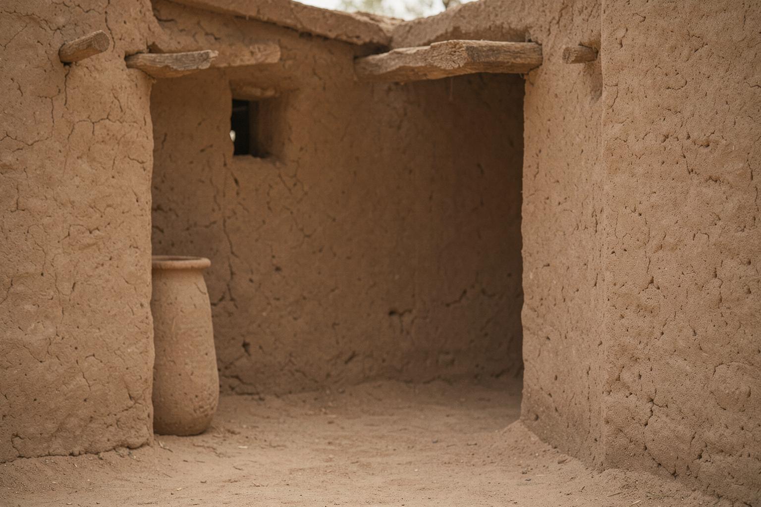 Casa de adobe en México, ejemplo de aislamiento térmico natural.
