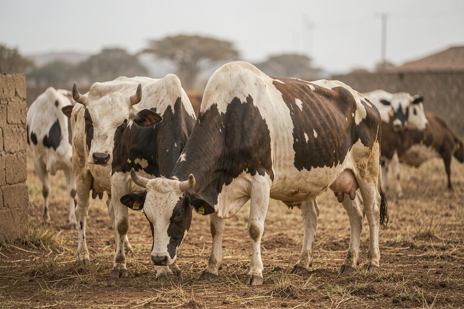 Ng'ombe wa maziwa wakichunga katika shamba la Kenya