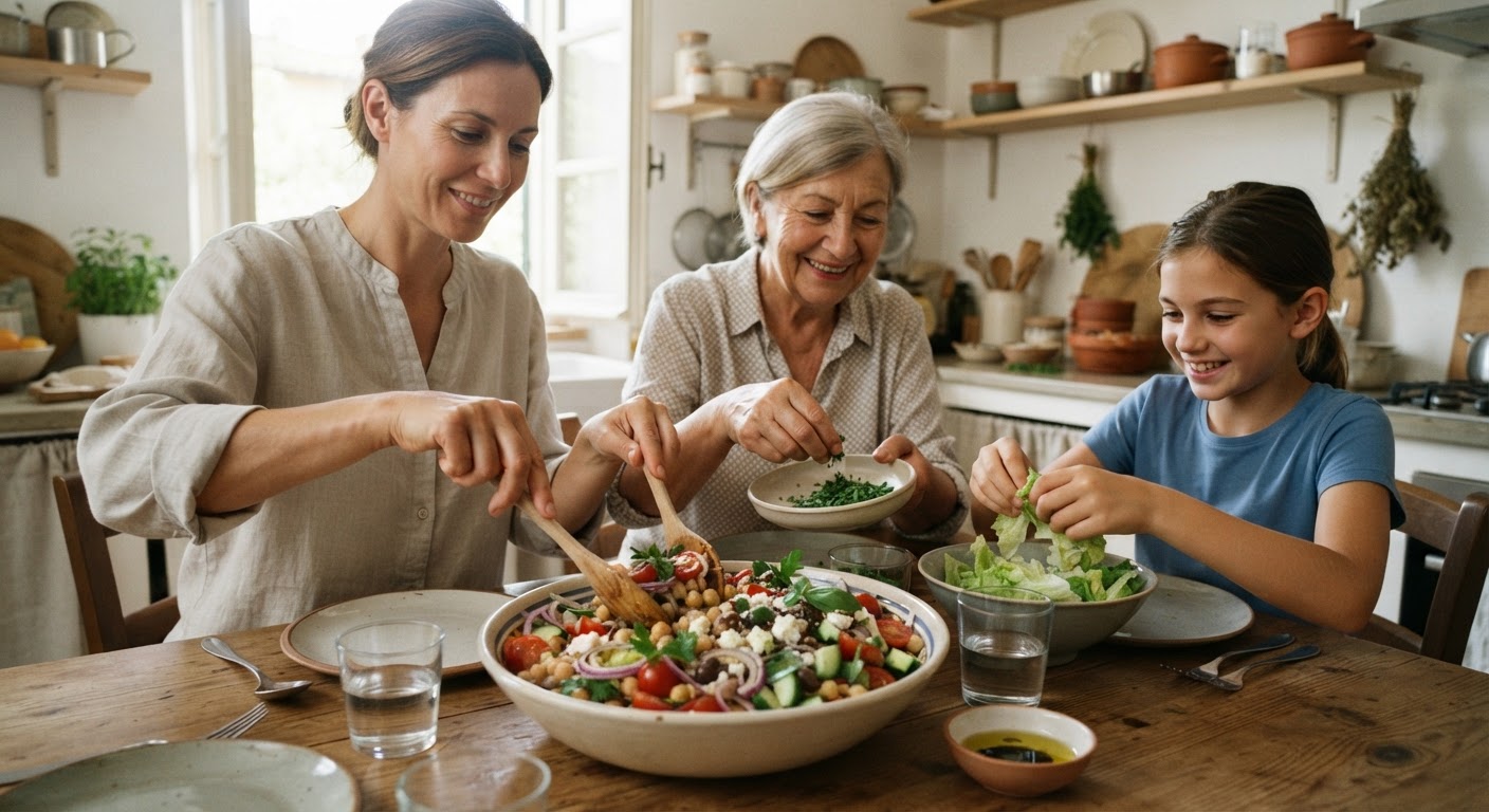 Un'insalata di ceci colorata, un'opzione fresca e nutriente per i mesi più caldi.