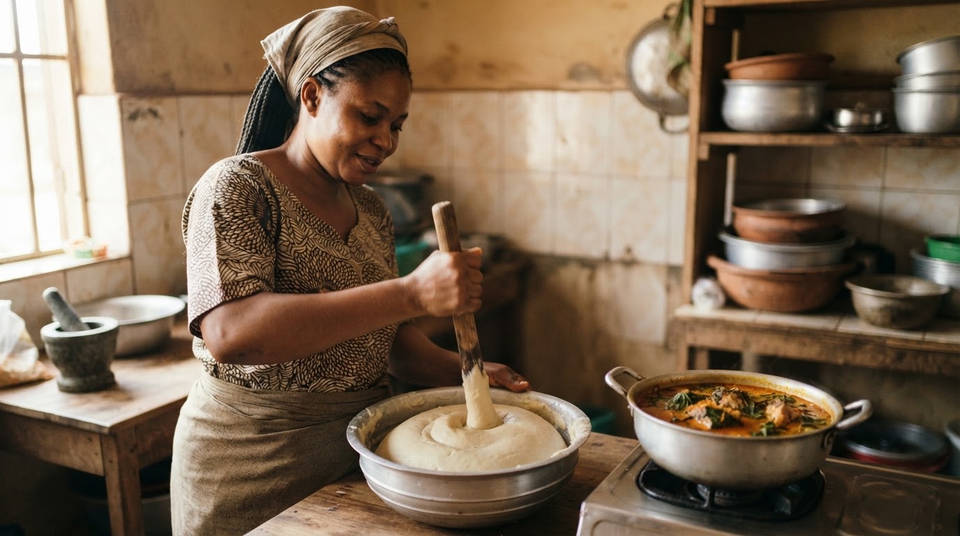 Obìnrin Nàìjíríà kan tí ó nàgédé ẹ̀bà àti bọ̀rọ̀kínní