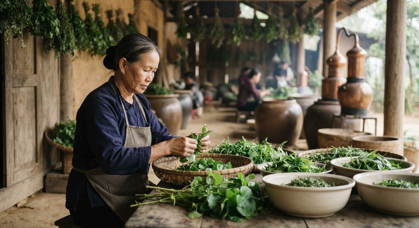 Các loại thảo mộc địa phương như rau má, trà xanh có thể là thành phần quý giá trong mỹ phẩm thuần chay.