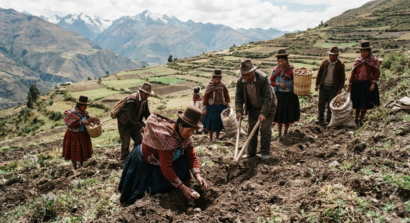 Andes urqupi tarpuy patsa, ch'uñukunata tarpuchkanku.