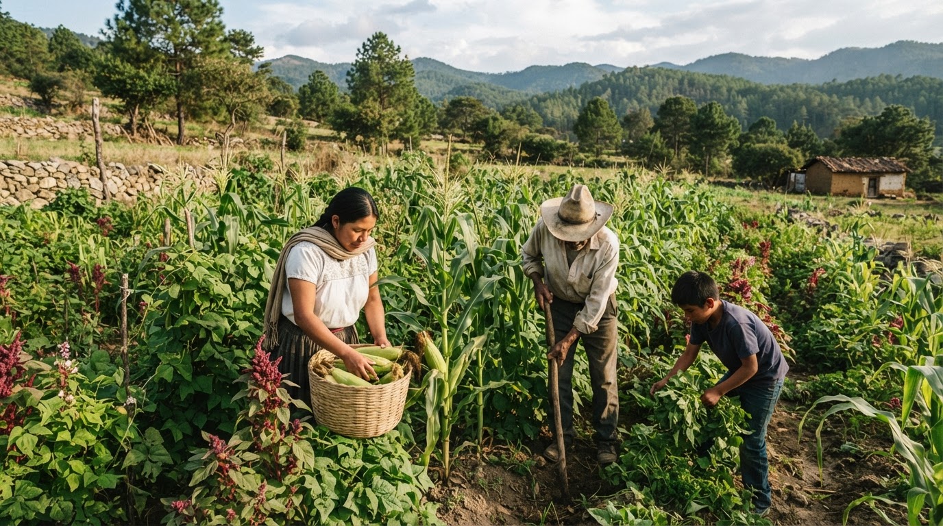 Milpa īpan tlālli īca cintli, etl, īhuān huauhtli