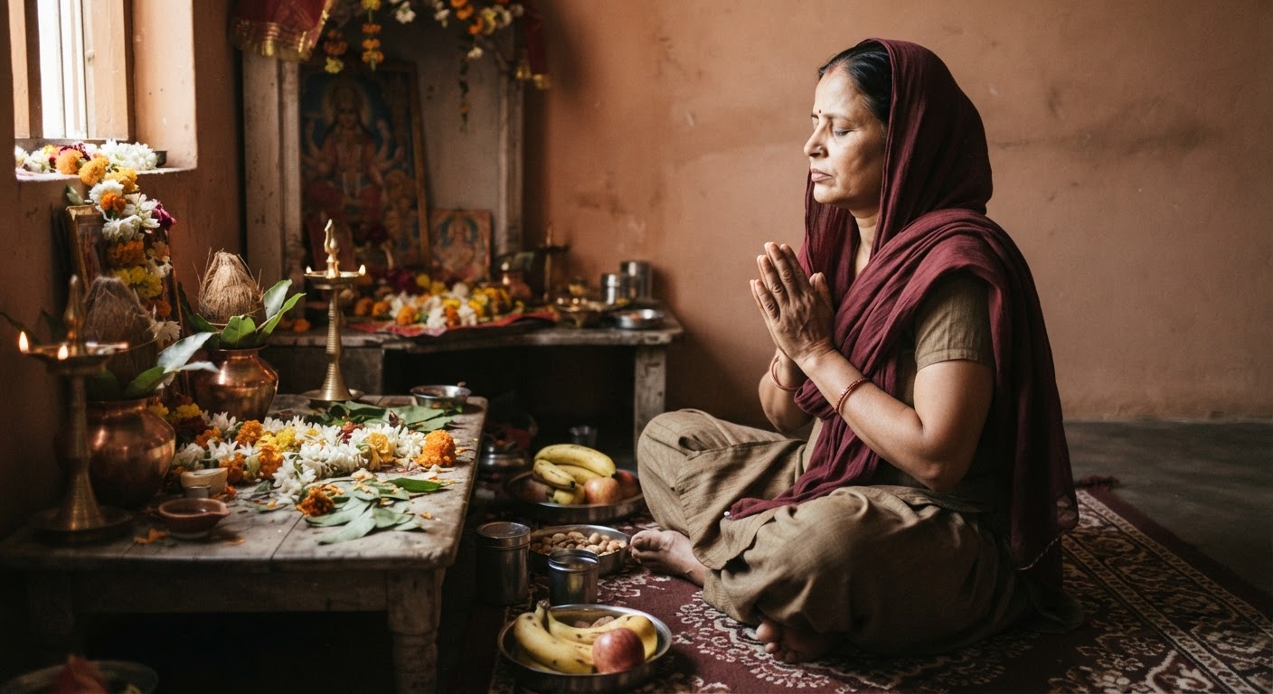 नवरात्रि के नौ दिनों के दौरान भक्त पूजा और उपवास रखते हैं।