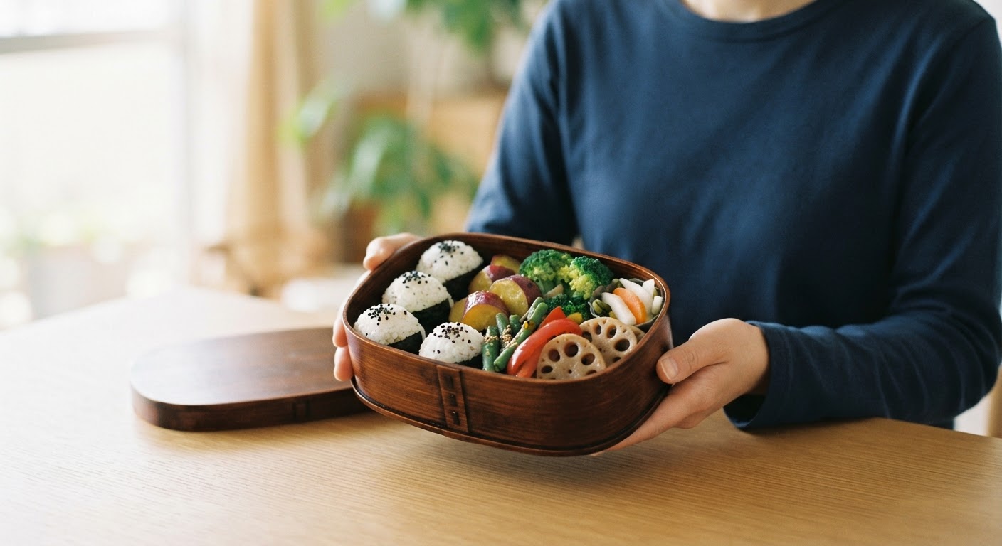 彩り豊かで栄養バランスの取れたヴィーガン弁当