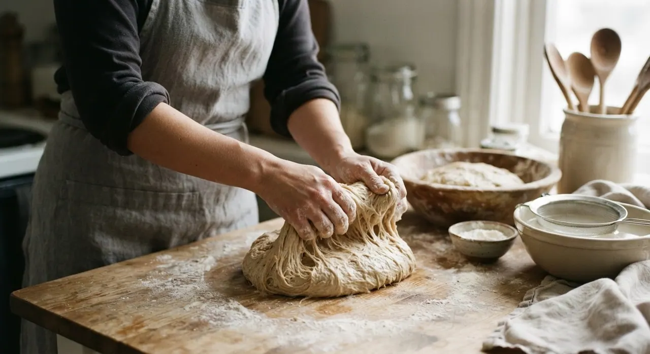 Poud gluten ble, engredyan prensipal pou fè seitan.