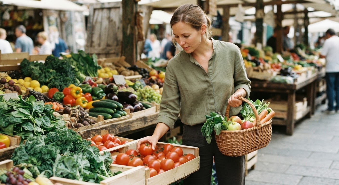 Las compras en mercados locales ofrecen una gran variedad de productos frescos, fundamentales para una dieta vegana o vegetariana.