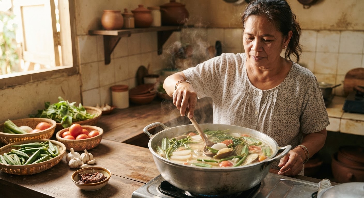 Sinigang na gulay na may kaunting gata para sa kakaibang lasa.