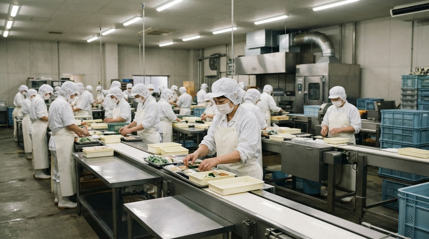 日本の食品加工工場の内部