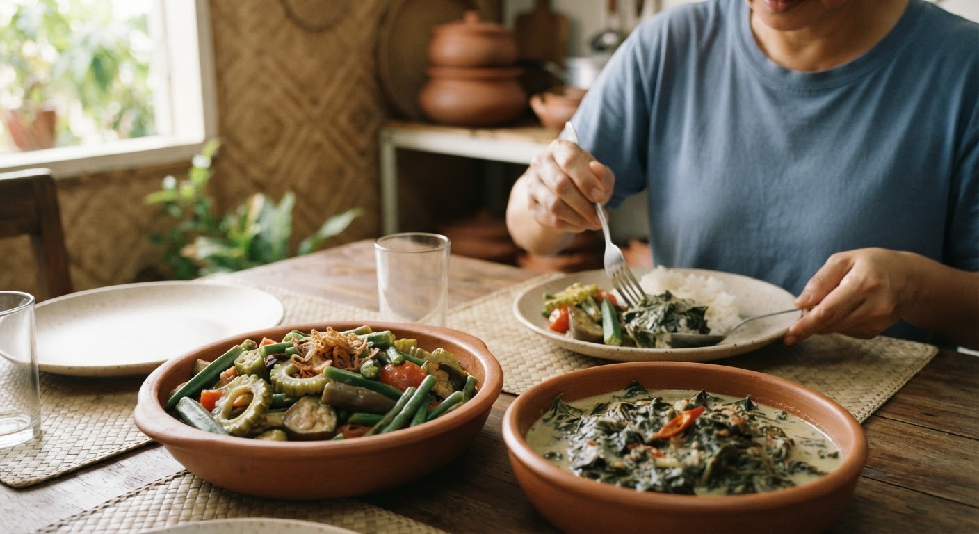 Mga putaheng Pinoy na likas na nakabatay sa halaman, tulad ng pinakbet at laing, ay nagpapakita ng yaman ng ating tradisyonal na pagkain.