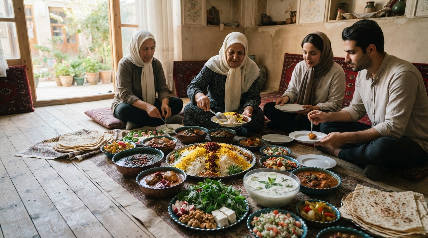 سفرهای رنگارنگ از غذاهای سنتی ایرانی با سبزیجات تازه و حبوبات